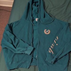 Victoria's Secret Teal Hoodie with Gold Accents